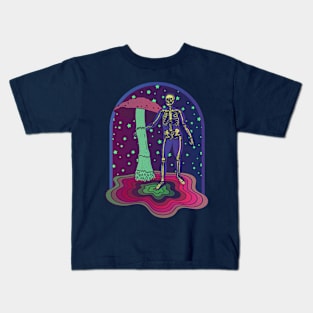 Psychedelic Skeleton with Magic Mushroom - Psychedelic Tie Dye Kids T-Shirt